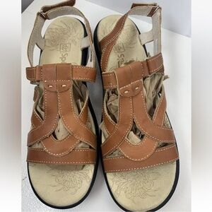 Spenco Womens  Strappy sling back sandals addjustable comfort size 11 W Brown